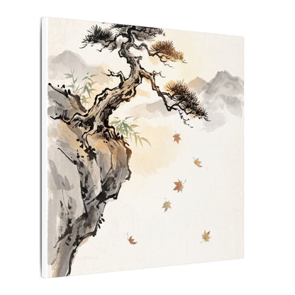 Peaceful Pine Tree Canvas Art - Sumi E Zen