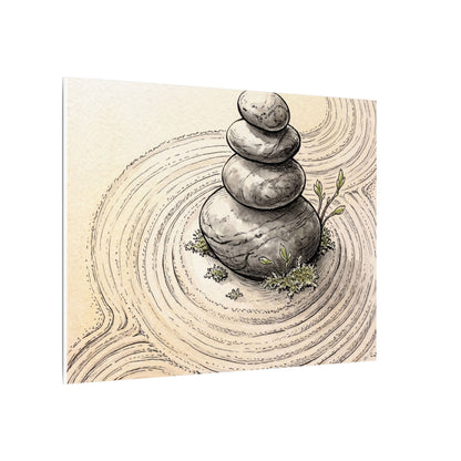 River Stones Karesansui Canvas Art | Tranquil Zen Art