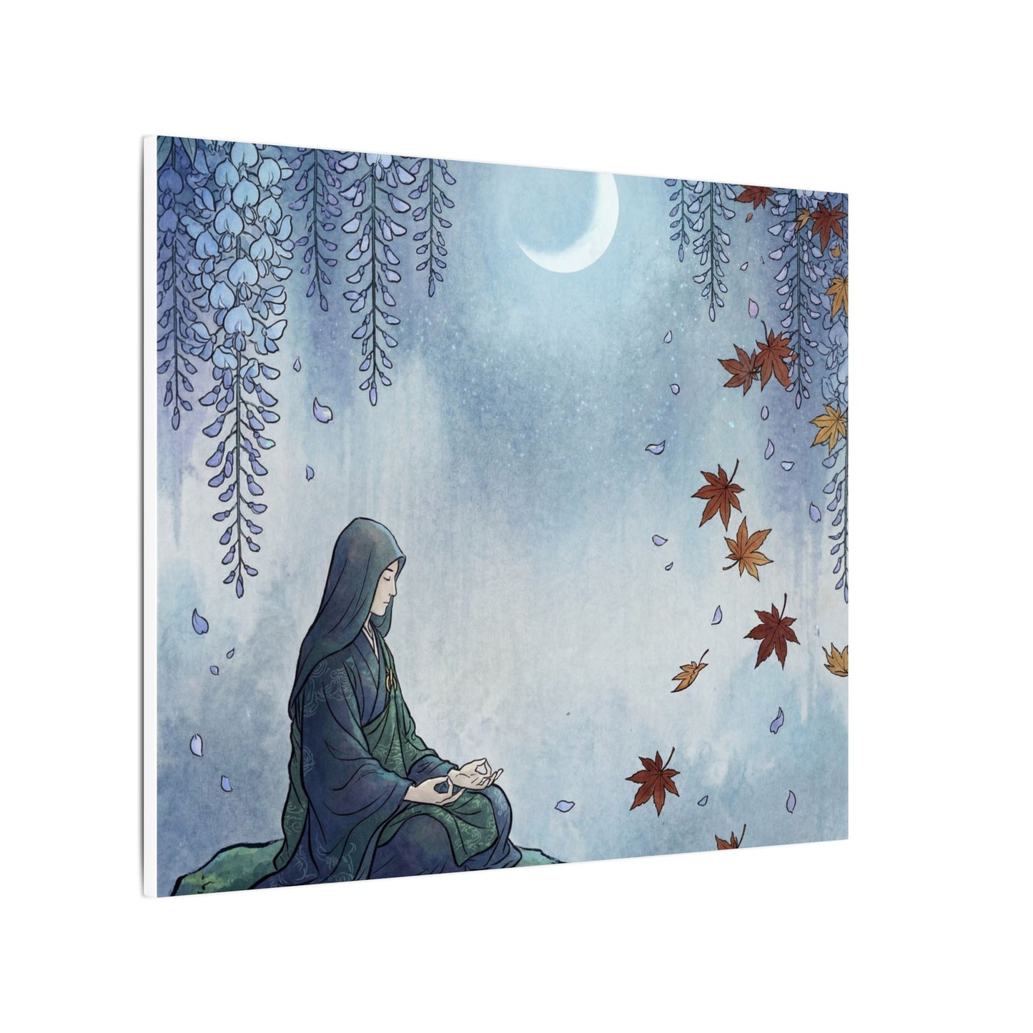 Zen Wisteria in Moonlight | Ukiyo E Inspired Canvas Art