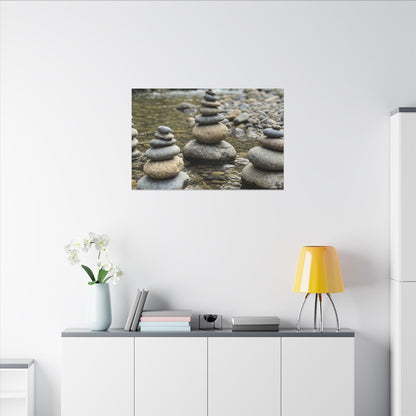 Zen River Stones in Dawn | Karesansui Canvas Art