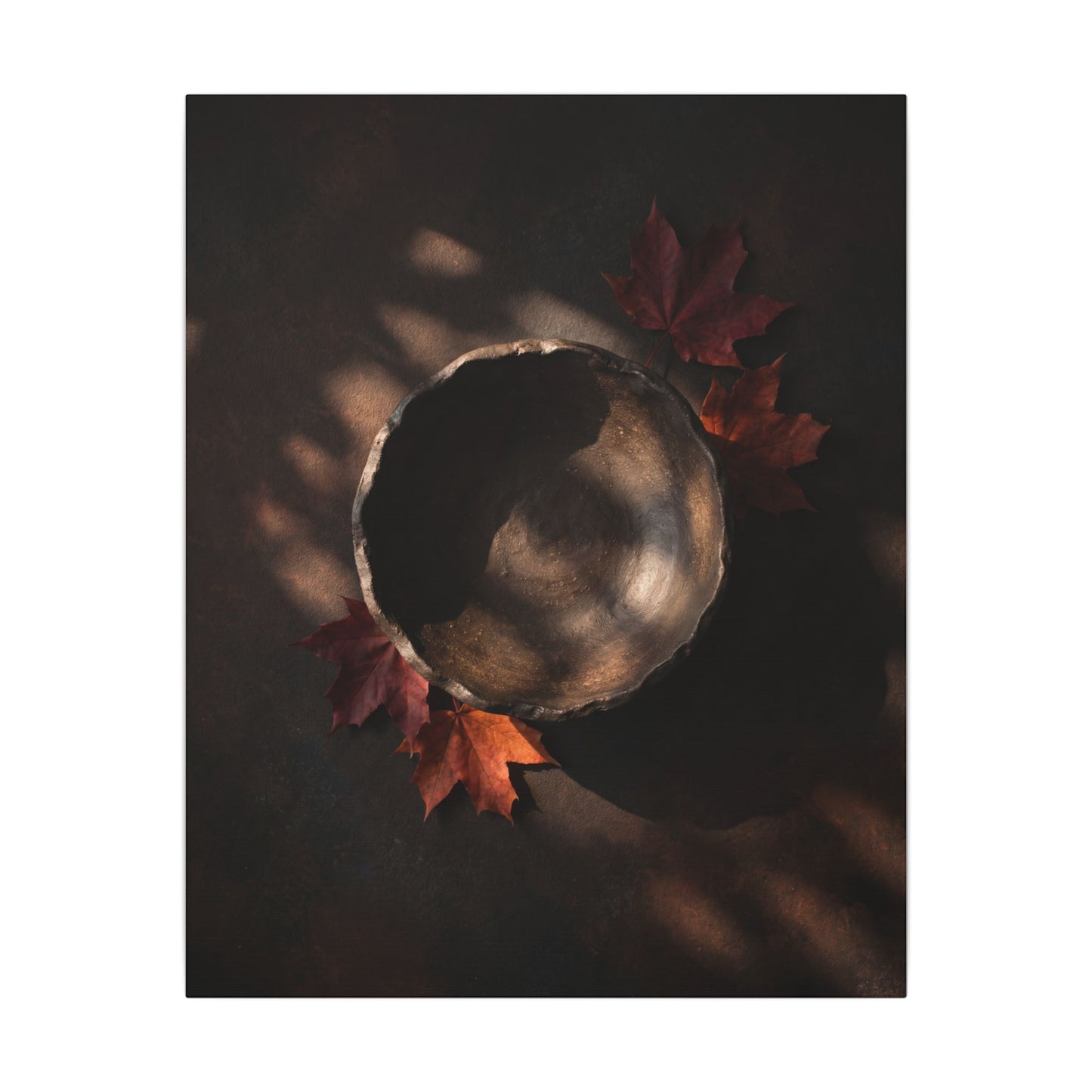 Ceramic Bowl Canvas Art | Autumn Dark Japandi Dark Texture Art