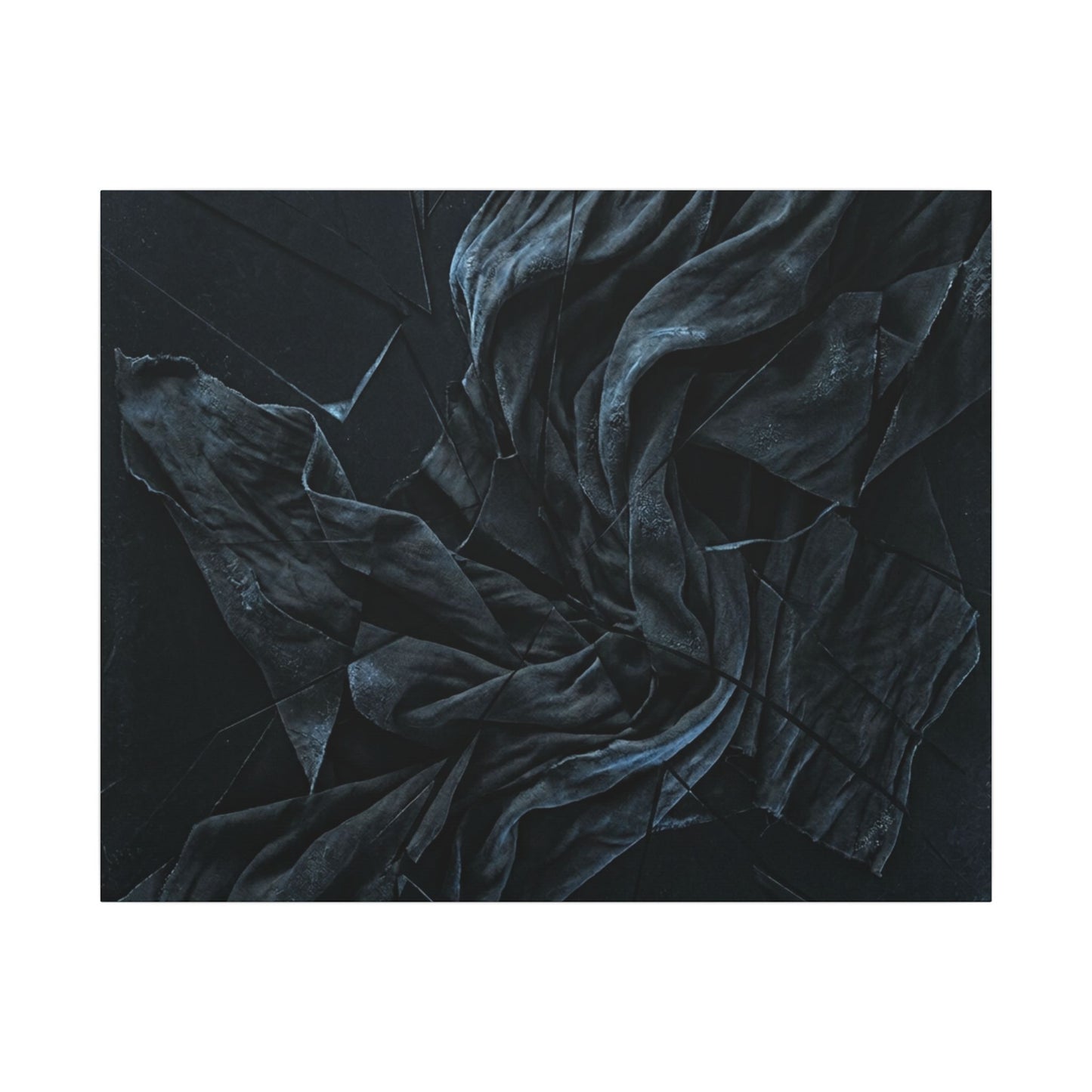 Dark Japandi Silk Drape in Moonlight | Moody Minimal Canvas Art
