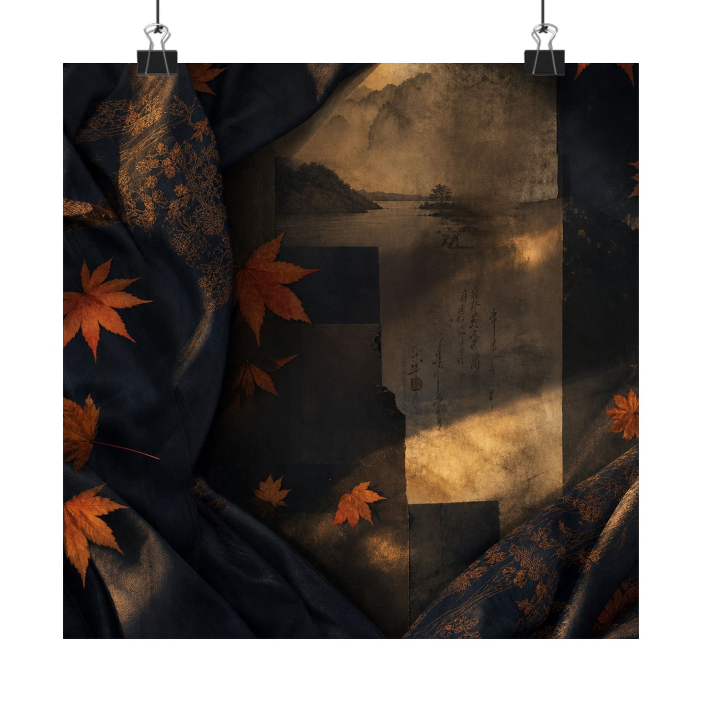 Autumn Silk Drape Shadow Zen Wall Art Print | Moody Decor