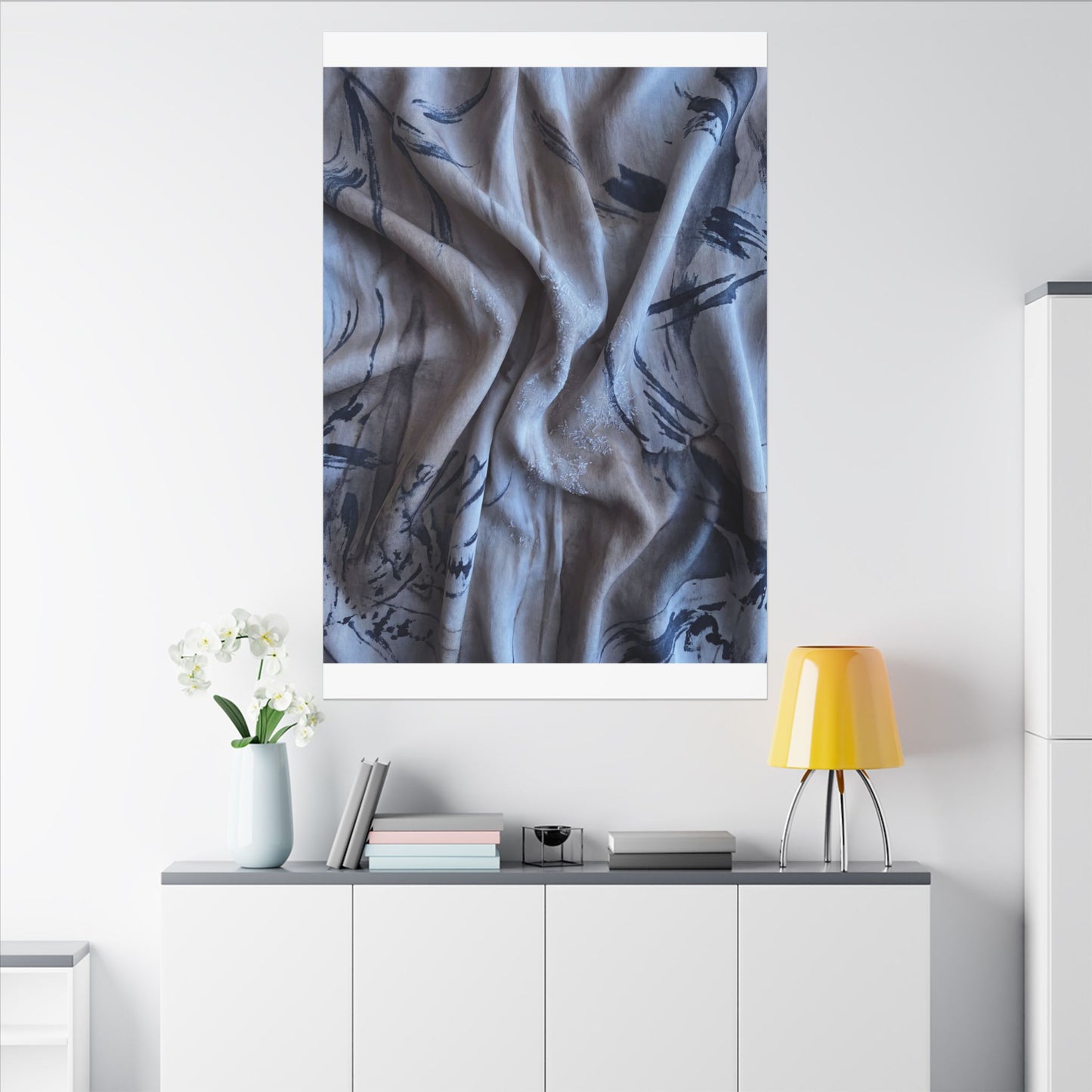 Silk Drape Winter Canvas Art | Japandi Earthy Design