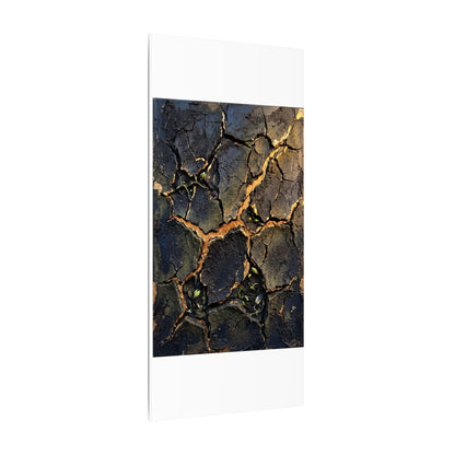 Cracked Earth Spring Canvas Art | Dark Japandi Atmospheric Design