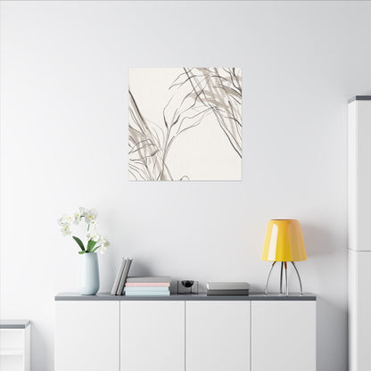 Neutral Shoji Screen Canvas Art - Minimal Line Japandi