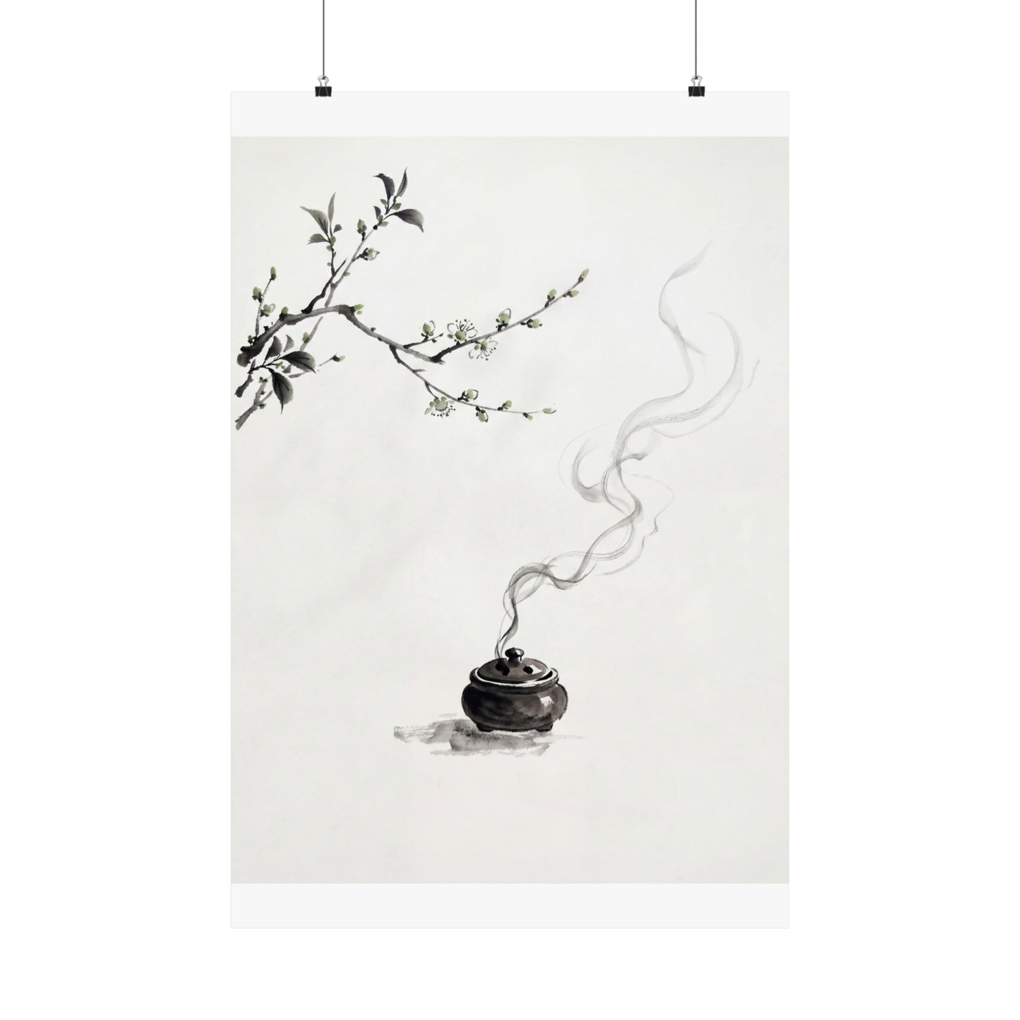 Ma Incense Smoke Wall Art Print - Zen Sumi E
