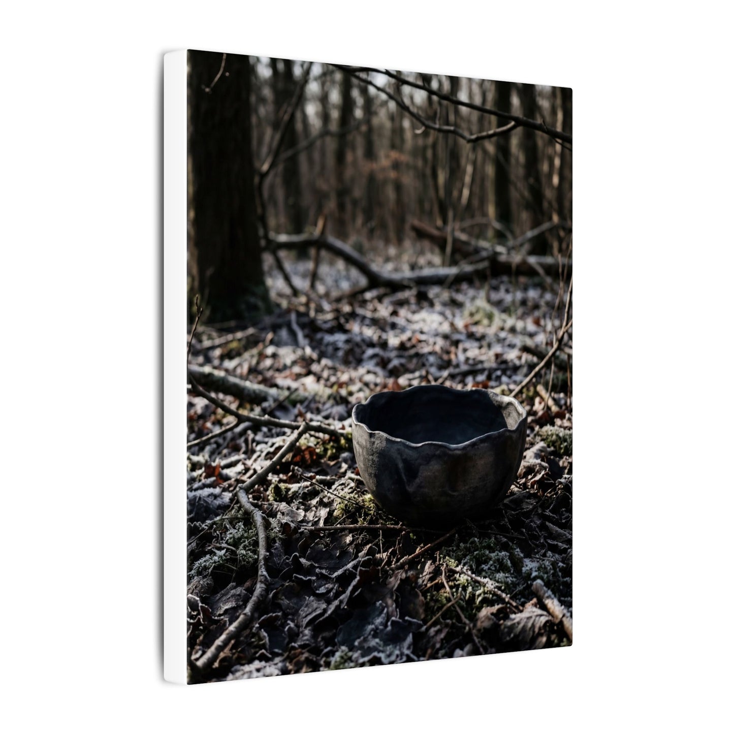 Dappled Ceramic Bowl Canvas Art - Dark Japandi Kanso