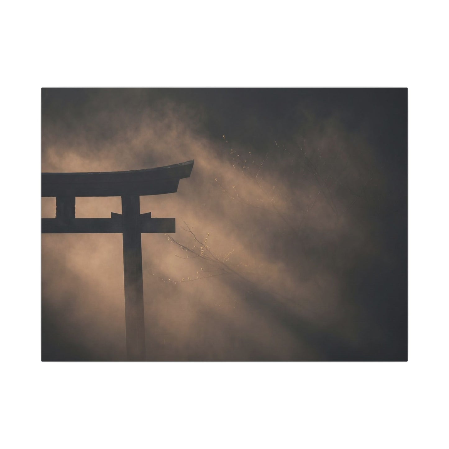 Torii Gate Shadow Zen Canvas Art | Bold Dark Japandi Art