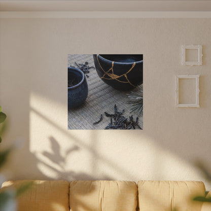 Kintsugi Tea Ceremony in Overcast | Gold Vein Canvas Art