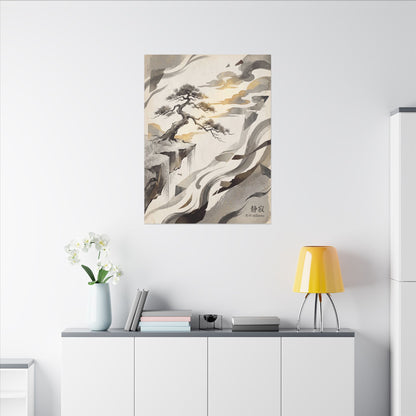 Golden Hour Pine Tree Canvas Art - Japandi Seijaku