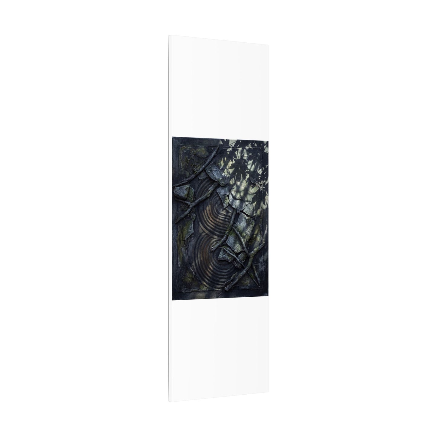 Rock Garden Canvas Art | Winter Dark Japandi Dark Texture Art