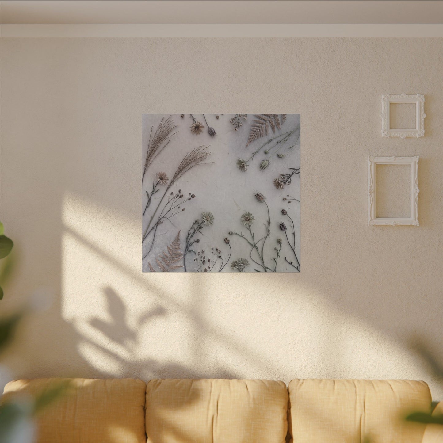Dried Flowers Japanese Pattern Canvas Art | Elegant Japandi Art