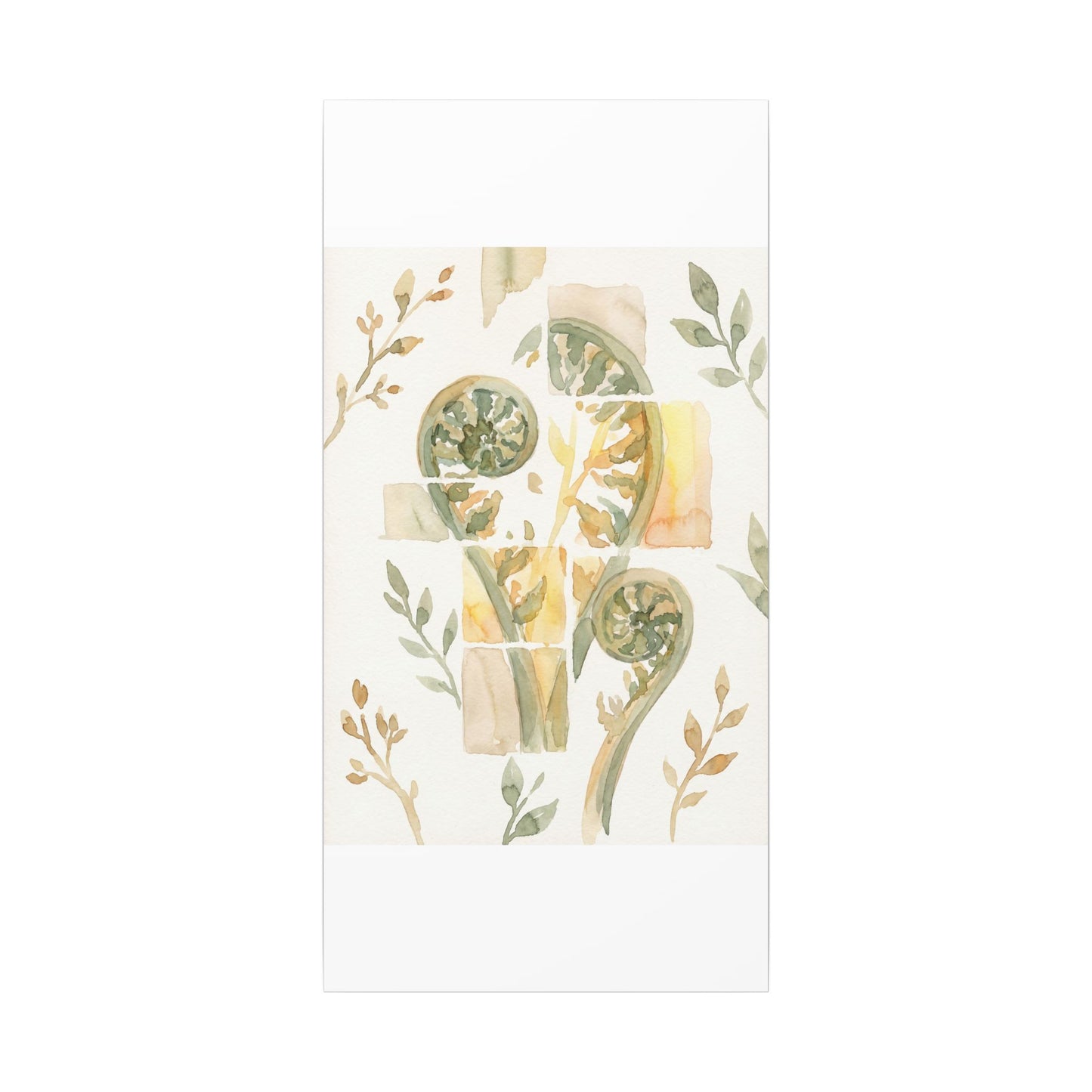 Earthy Fern Unfurling Canvas Art - Watercolor Japandi