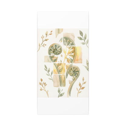 Earthy Fern Unfurling Canvas Art - Watercolor Japandi