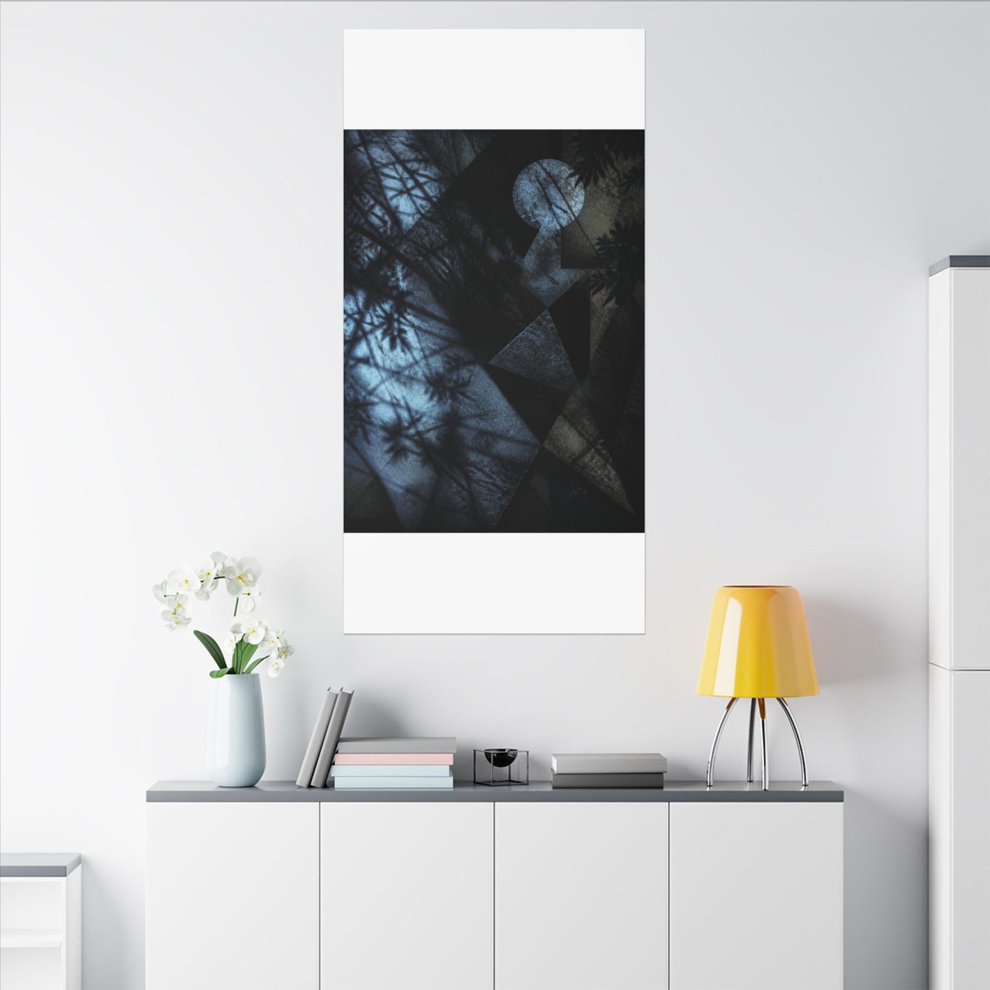 Shadow Play Winter Canvas Art | Dark Japandi Luxurious Design
