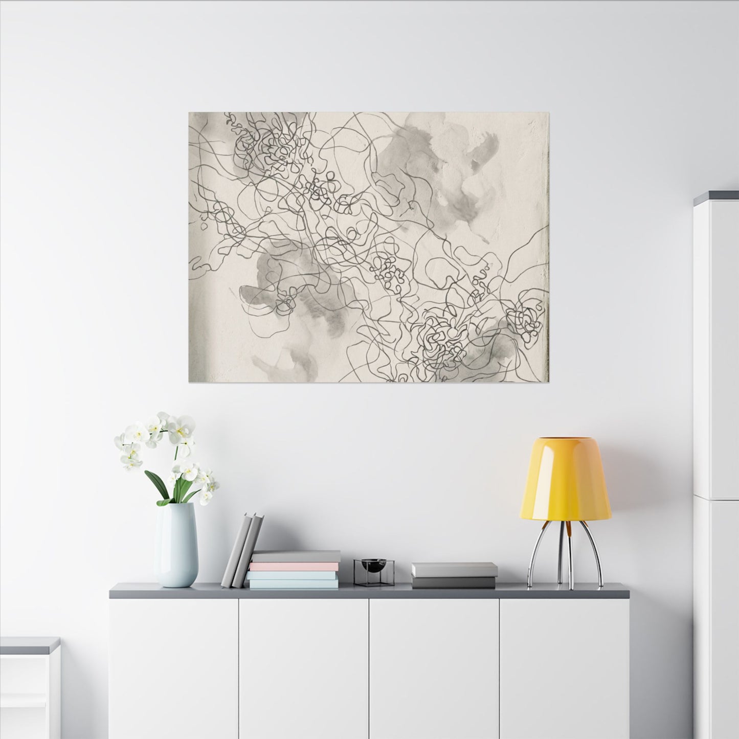 Shadow Play Spring Canvas Art | Dark Japandi Sophisticated Design
