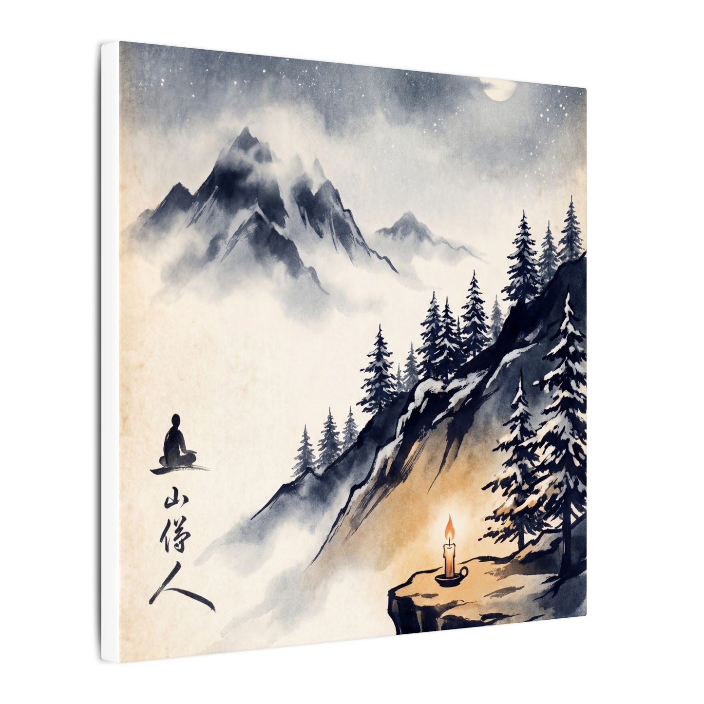 Mountain Mist Canvas Art | Winter Zen Ukiyo E Inspired Art