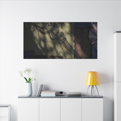Ma Incense Smoke Canvas Art - Dark Japandi Dark Texture