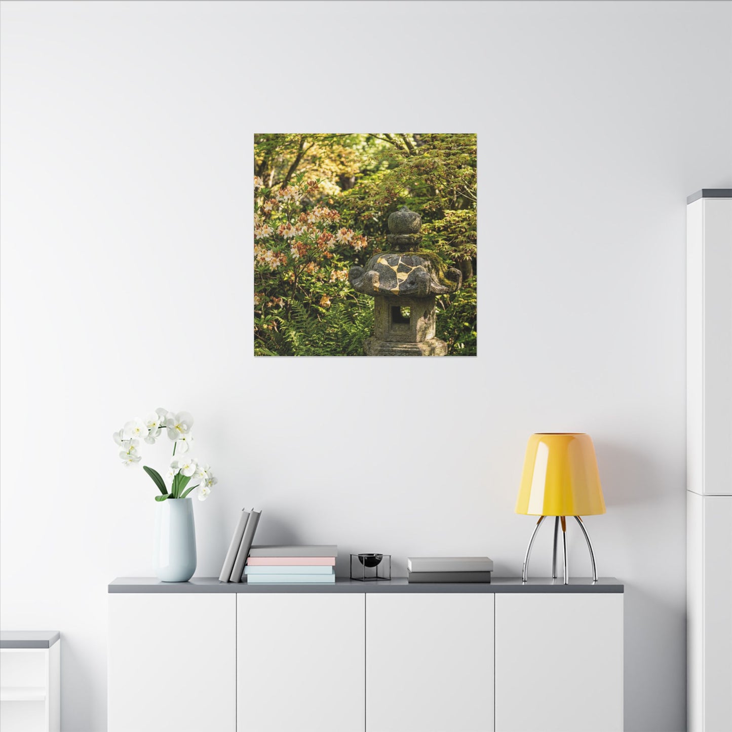 Spring Stone Lantern Gold Repair Canvas Art | Beautiful Decor