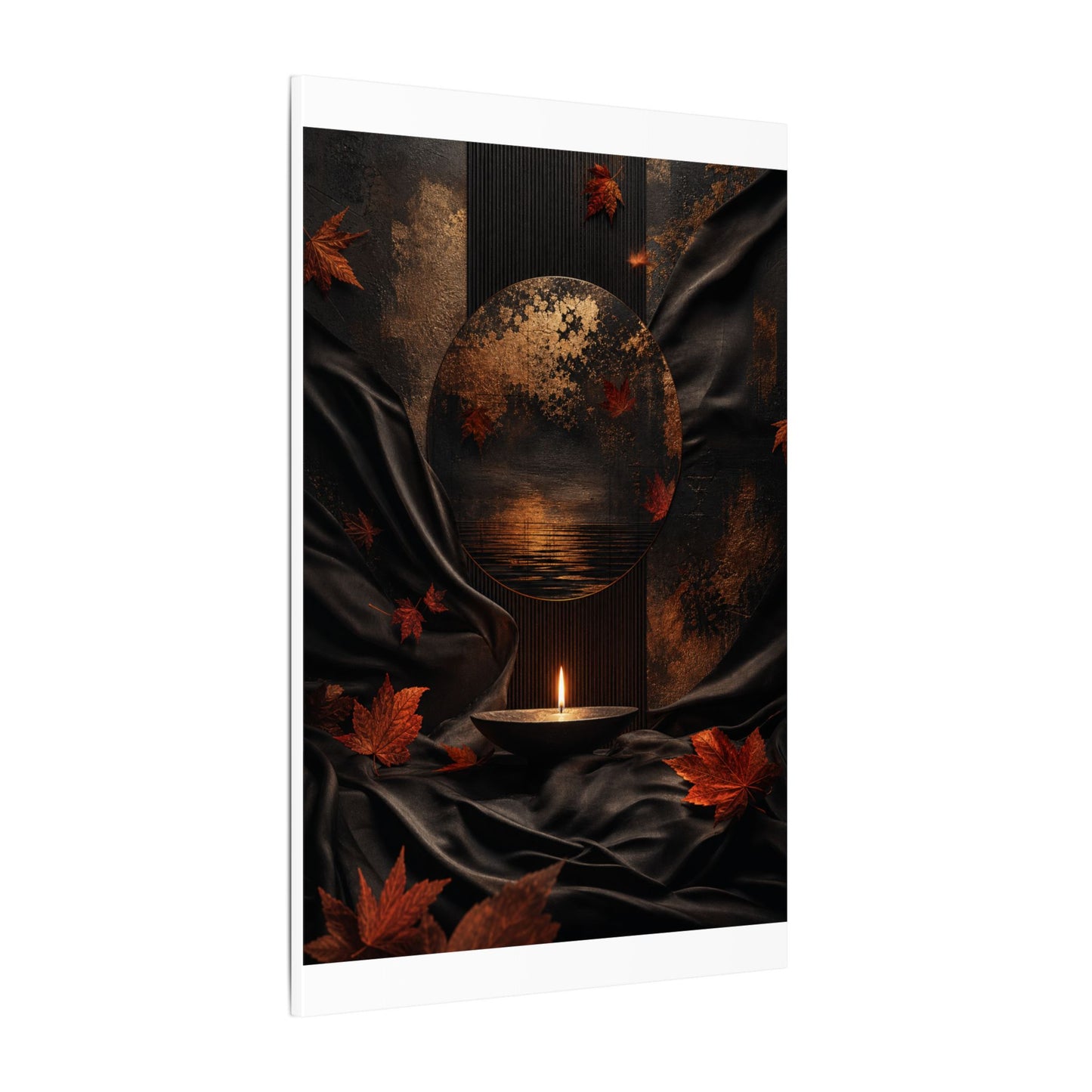 Silk Drape Autumn Canvas Art | Dark Japandi Moody Design