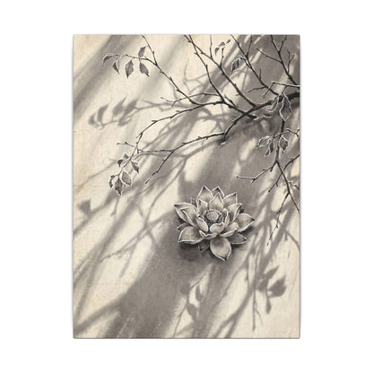 Winter Lotus Flower Sumi E Canvas Art | Contemplative Decor