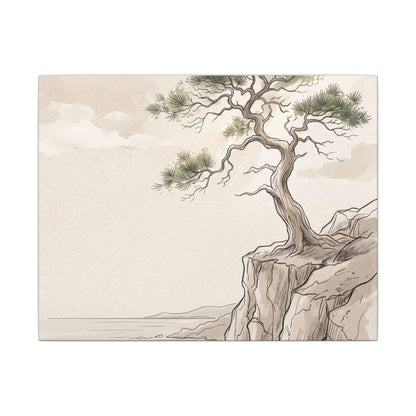 Japandi Pine Tree in Dappled | Minimal Line Canvas Art
