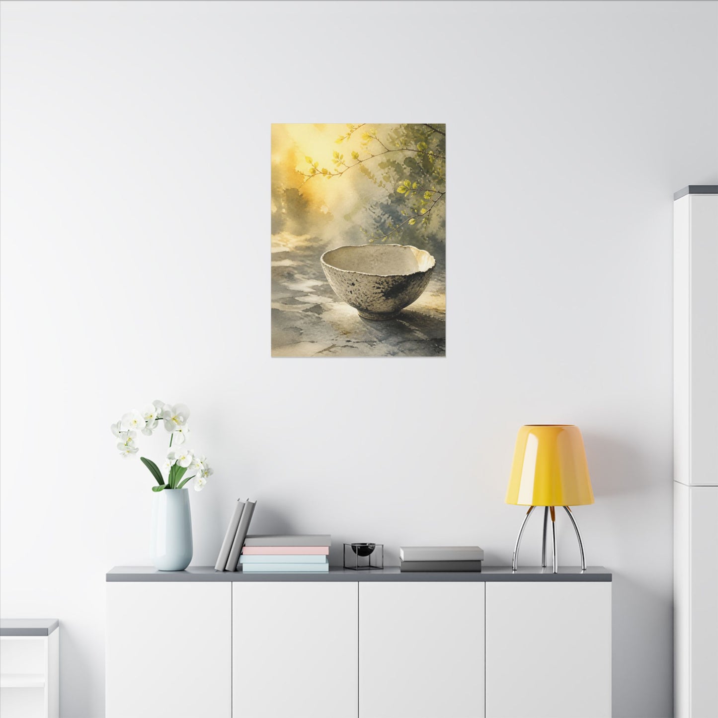 Cozy Ceramic Bowl Canvas Art - Watercolor Japandi