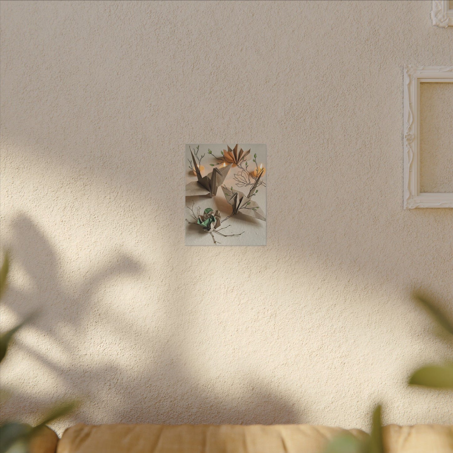 Paper Fold Spring Canvas Art | Japandi Earthy Design