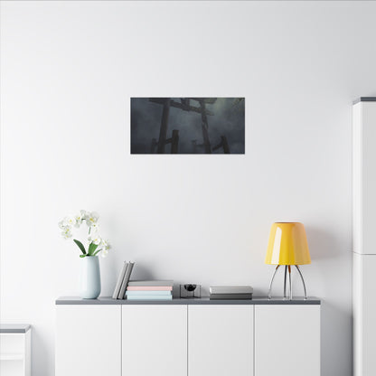 Dark Japandi Torii Gate in Dappled | Moody Minimal Canvas Art