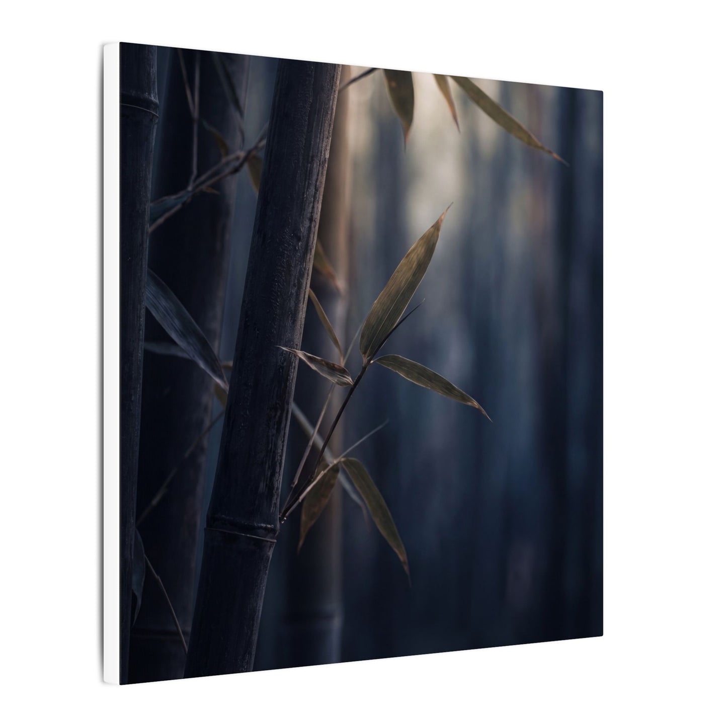 Dark Japandi Bamboo Grove in Dawn | Moody Minimal Canvas Art