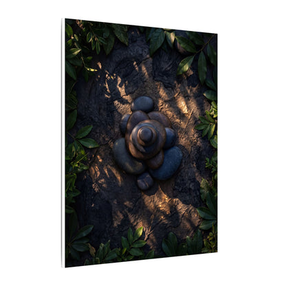 Ma River Stones Canvas Art - Dark Japandi Dark Texture