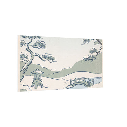Japandi Moonlit Garden in Moonlight | Minimal Line Canvas Art