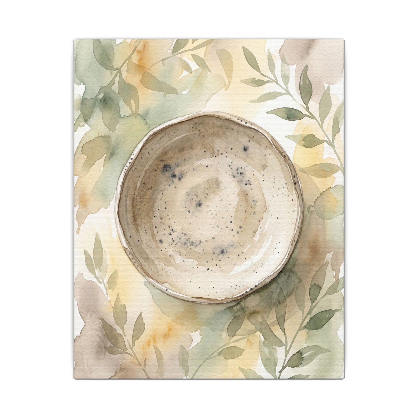 Ceramic Bowl Watercolor Canvas Art | Warm Japandi Art