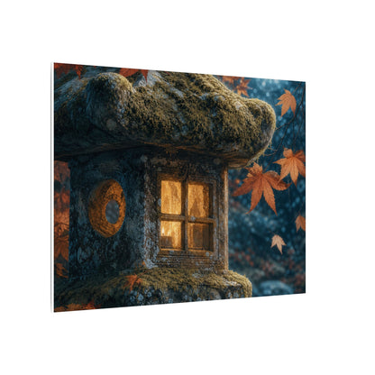 Autumn Stone Lantern Forest Whimsy Canvas Art | Earthy Decor