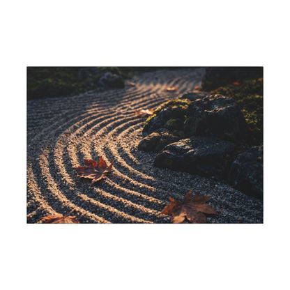 Rock Garden Moody Minimal Canvas Art | Bold Dark Japandi Art