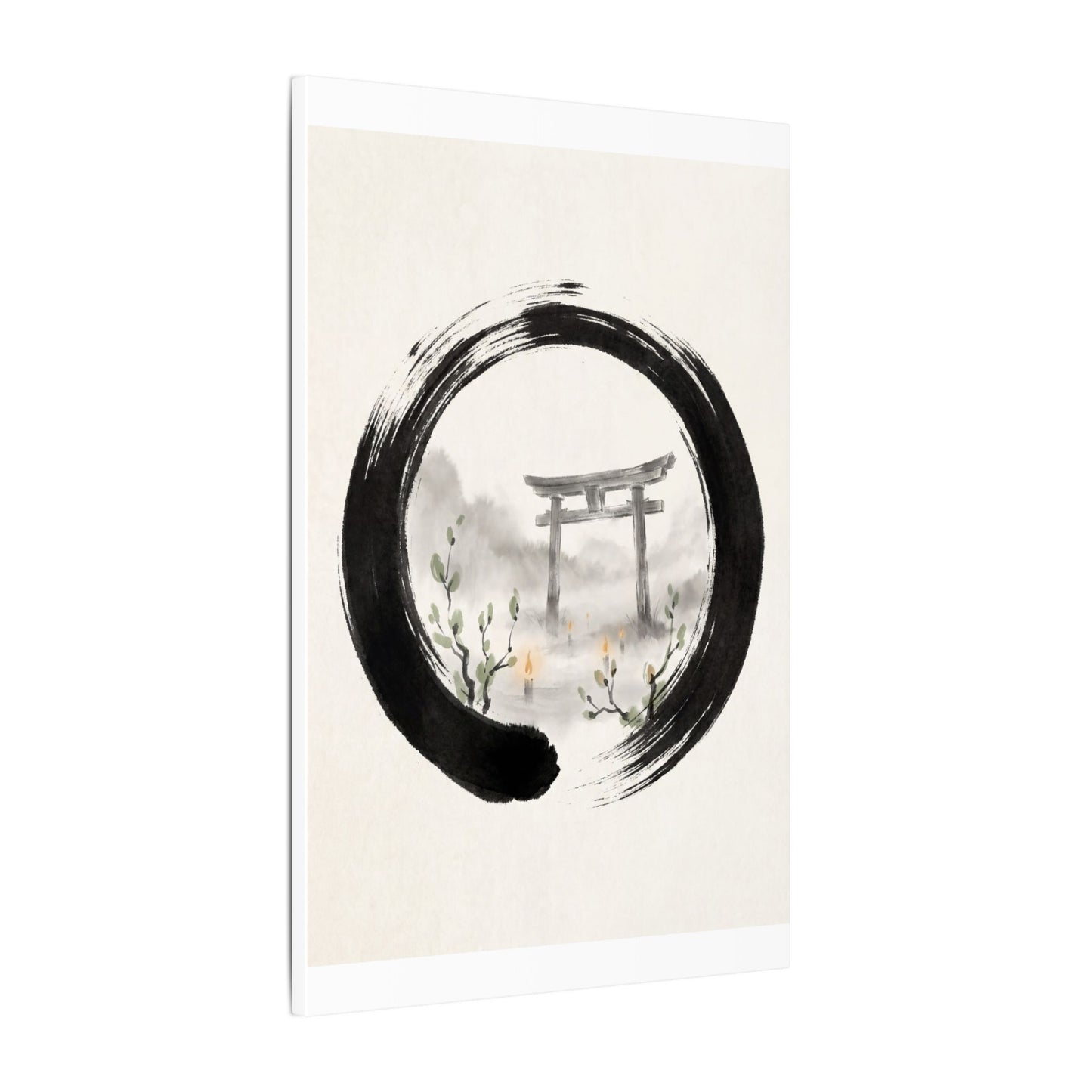 Spring Torii Gate Enso Canvas Art | Tranquil Decor