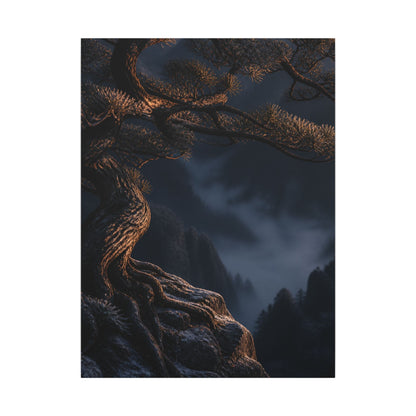 Bold Pine Tree Canvas Art - Shadow Zen Dark Japandi