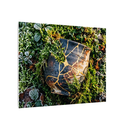 Artful Moss Close Up Canvas Art - Gold Repair Kintsugi