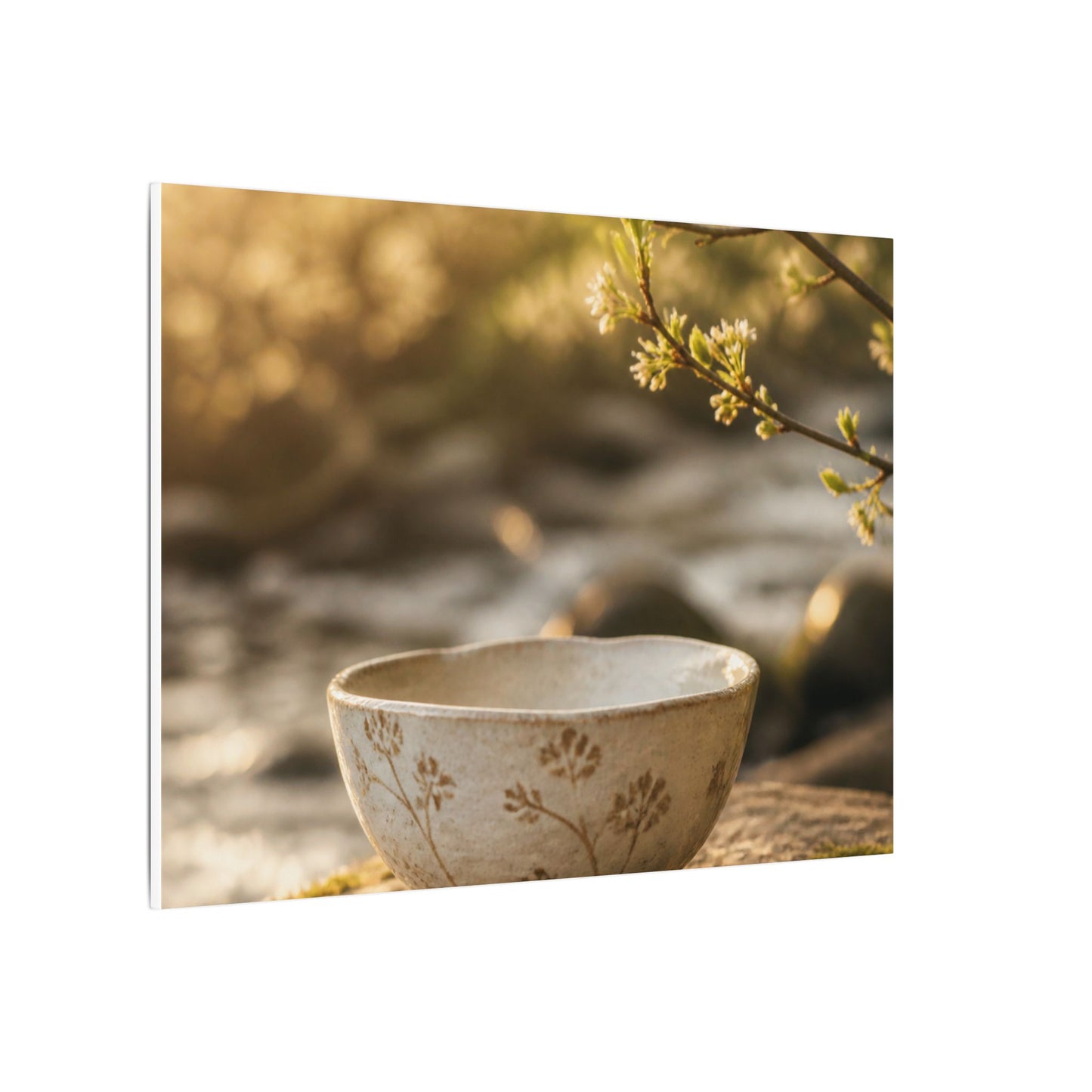 Neutral Ceramic Bowl Canvas Art - Japanese Pattern Japandi