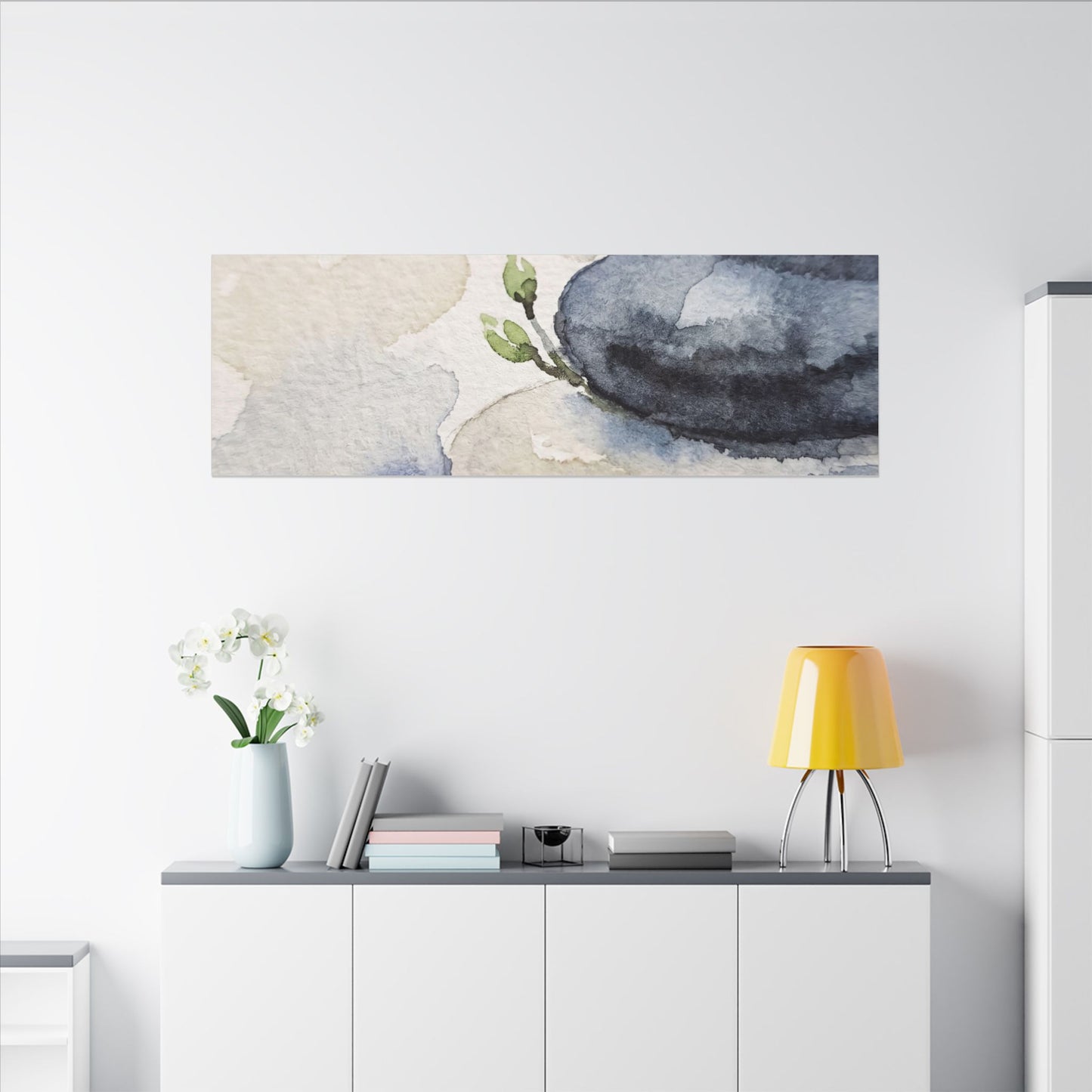 River Stones Watercolor Canvas Art | Cozy Japandi Art