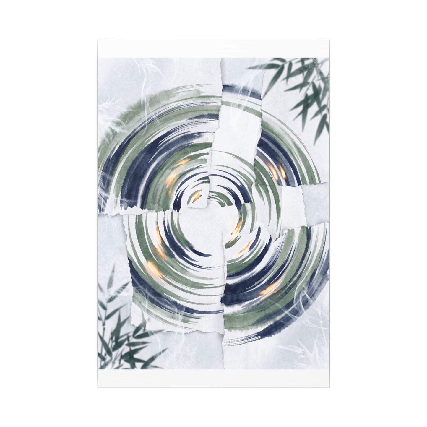 Winter Water Ripple Sumi E Canvas Art | Peaceful Decor