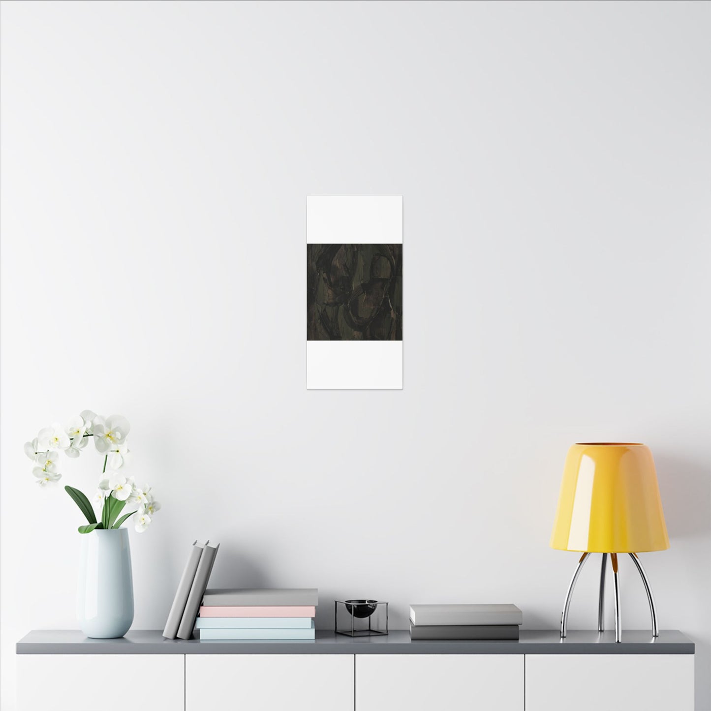 Mixed Media Dark Japandi Textured Canvas Art