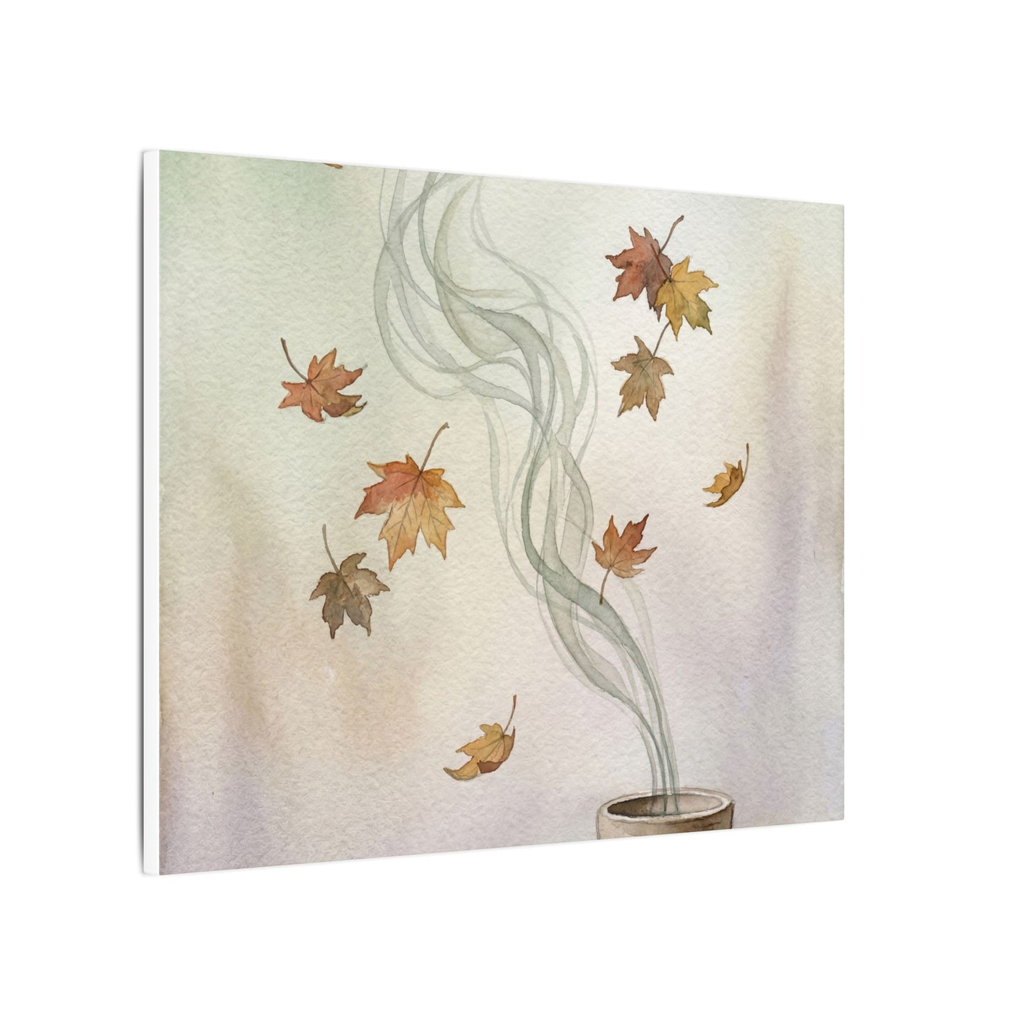 Incense Smoke Canvas Art | Autumn Japandi Watercolor Art