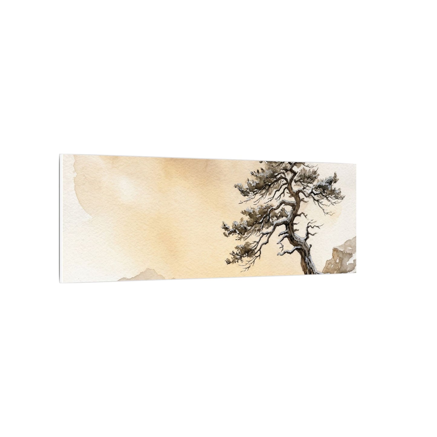 Pine Tree Canvas Art | Winter Japandi Watercolor Art