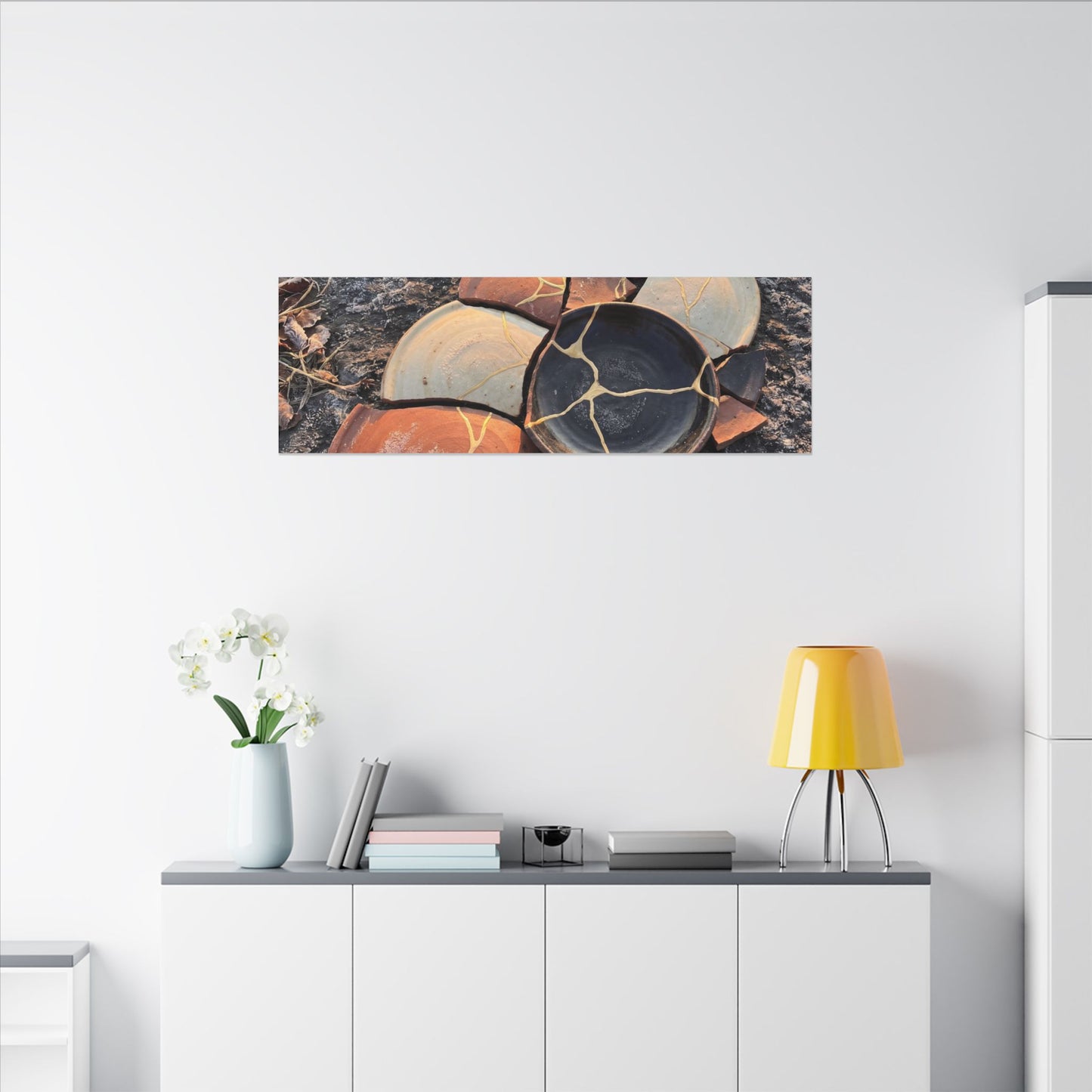 Winter Broken Pottery Gold Vein Canvas Art | Beautiful Decor
