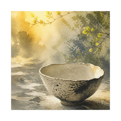 Cozy Ceramic Bowl Canvas Art - Watercolor Japandi