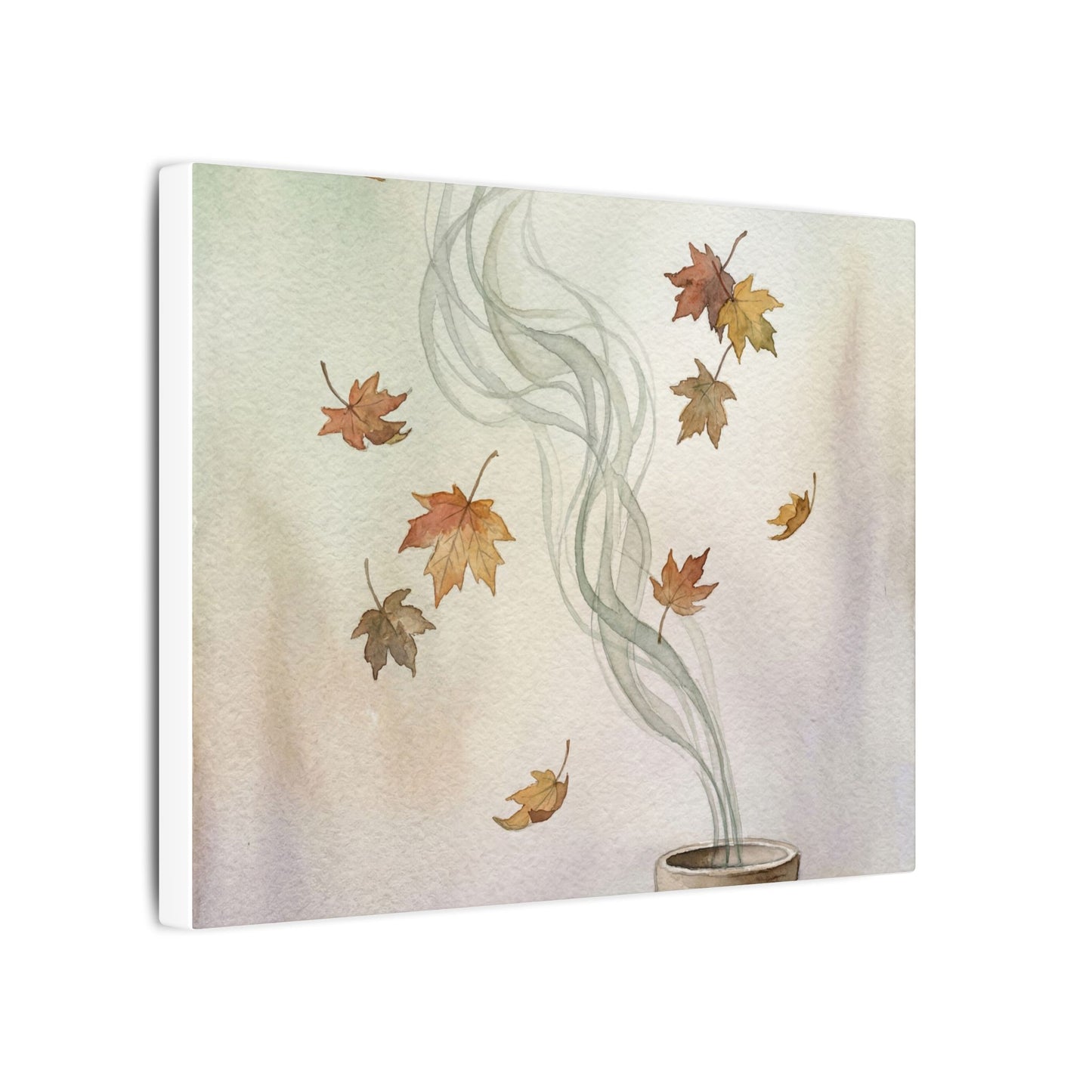 Incense Smoke Canvas Art | Autumn Japandi Watercolor Art