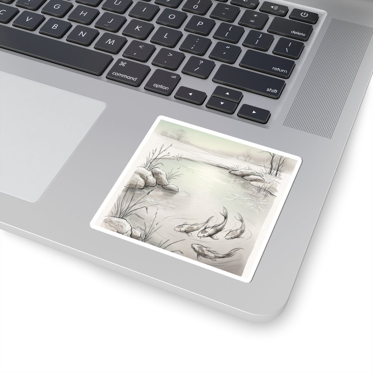 Koi Pond Winter Sticker | Japandi Elegant Design