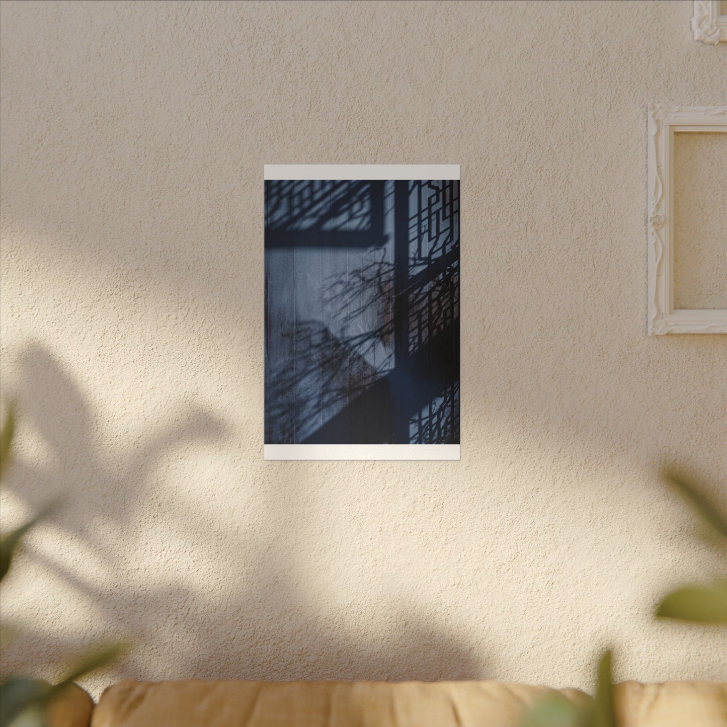 Shadow Play Moody Minimal Canvas Art | Moody Dark Japandi Art